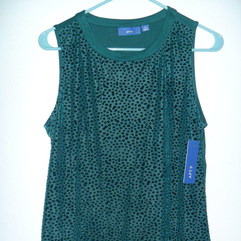 Apt 9 Green Velvet Polka Dot Top M